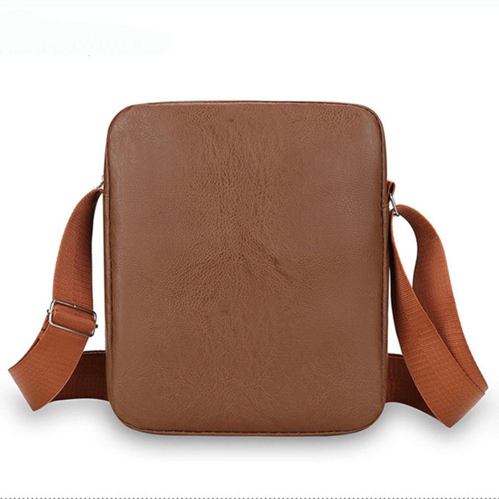 Casual PU Leather Crossbody Bag For Men Solid Color Large Capacity Shoulder Bag Multi-pocket Zipper Business Messenger Bag
