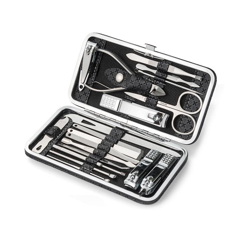19-Piece Carbon Steel Manicure Set: Complete Nail Clippers and Tools