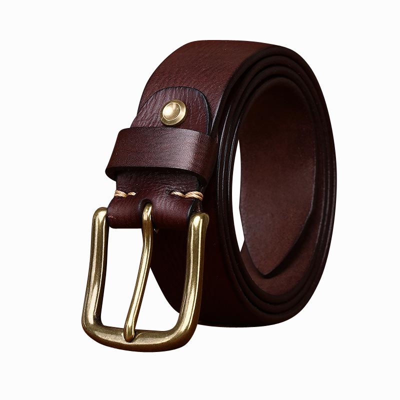 Personality Trend Retro Old Concave Washed First Layer Cowhide Leather Belt Men'S Versatile Casual Jeans Belt