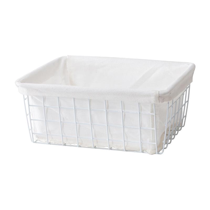 Wrought Iron Desktop Storage Basket for Cosmetics and Snacks