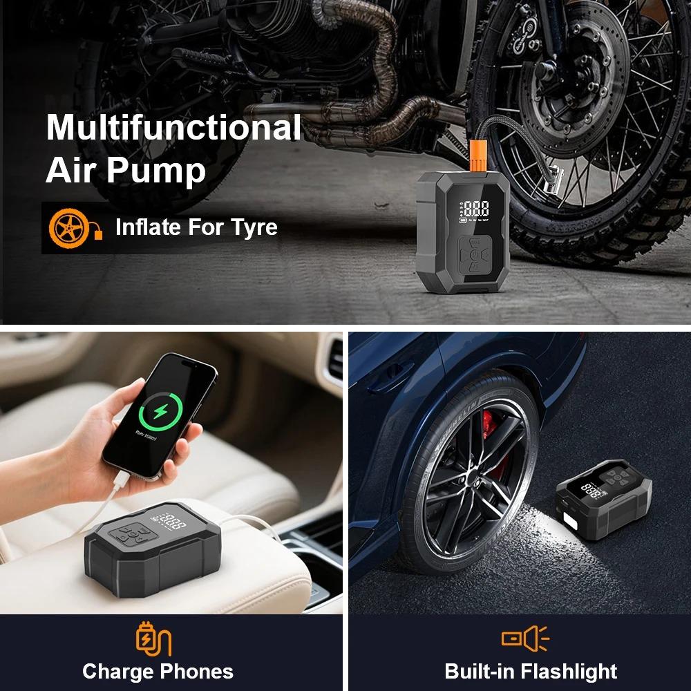 YIJU Wireless Tire Air Pump Portable Electric Inflator For Motorcycle Car Bicycle Compressor Football Ball Inflator Pump Tools