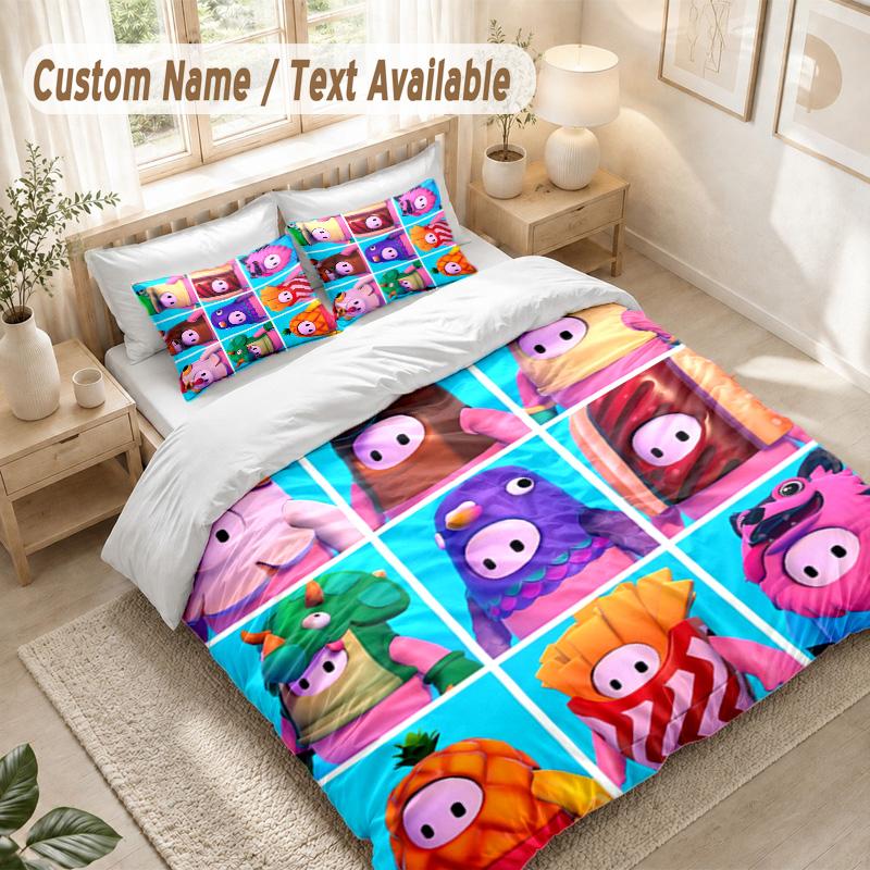 Set Biancheria da Letto Fall Guys, 1 Copripiumino & 2 Federe Morbido Confortevole Camera da Letto Tessile per la Casa Decorazione