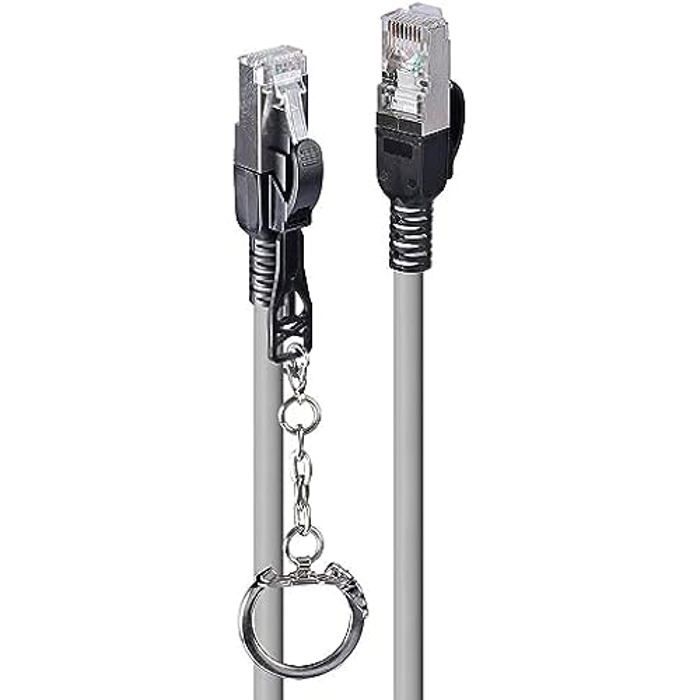 Câble Réseau Sécurisé Cat.6A S/FTP LSZH, Gris, 0.3m