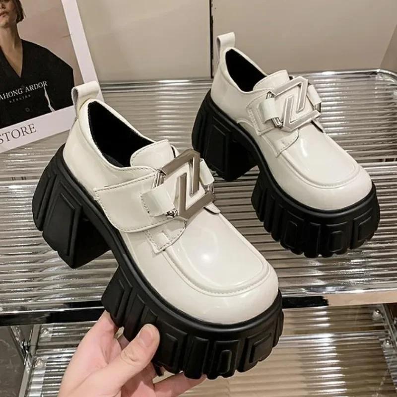 Fashion 8.5CM High Heels Loafers Shoes Women Platform Luxury Shoes Autumn 2024 Chunky Dress Lolita Pumps Mujer Designer Zapatos Casual