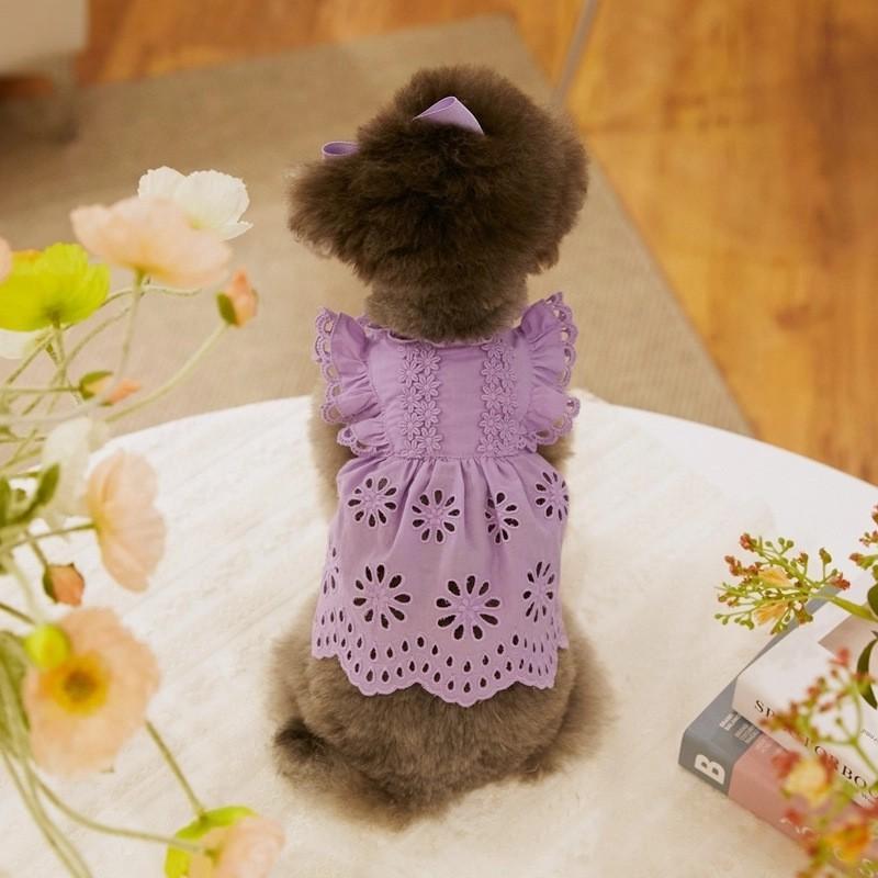 Lace Princess Dress With Headband Small Dogs Cats Teddy Bichon Pet Clothing