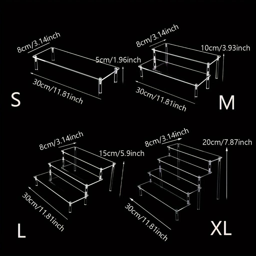 1pc Versatile Acrylic Ladder Display Stand - Transparent, Elegant for Anime Models, Cosmetics, & More - Ideal for Retail