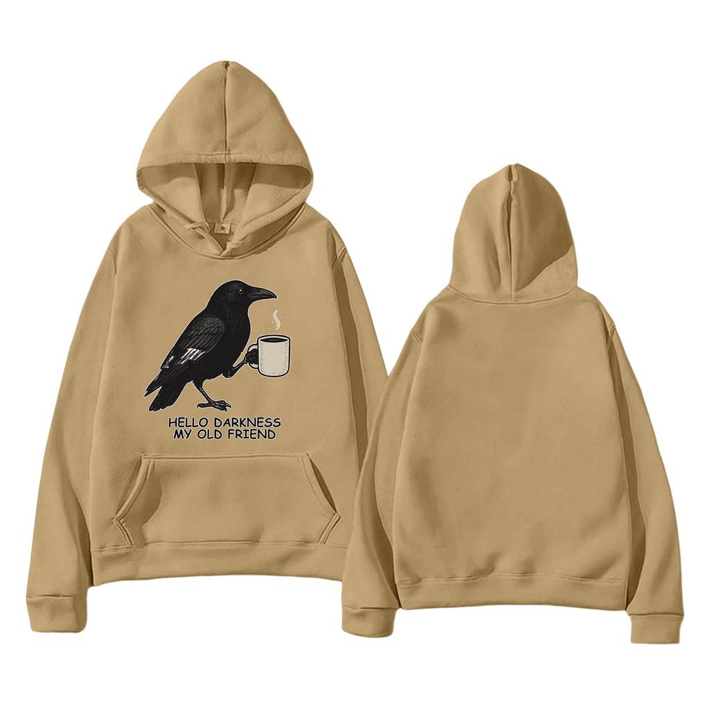 Modna Unisex Lekka Bluza Pulower z Długim Rękawem i Kieszeniami z Nadrukiem