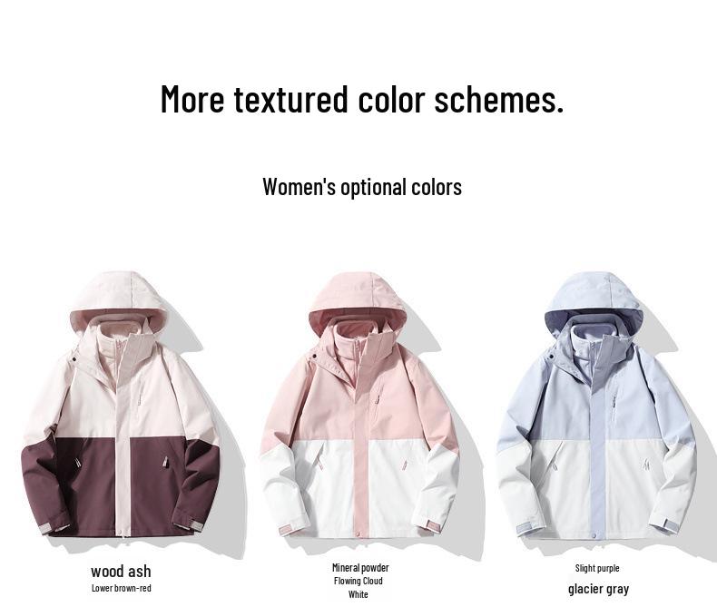 Camel Women's 3-in-1 Windproof Waterproof Mountaineering Jacket for Early Spring