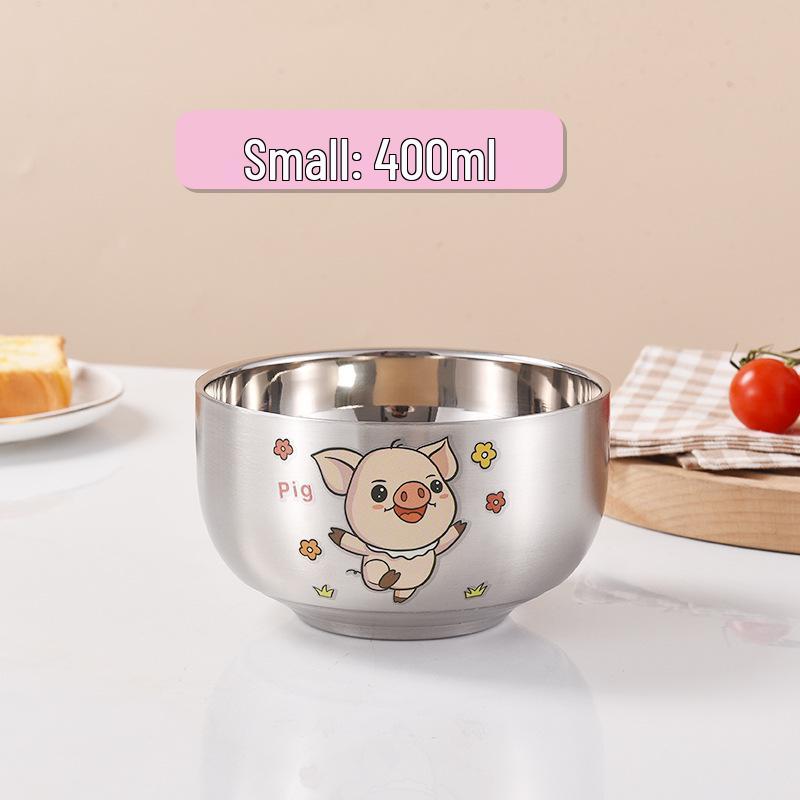 Children's Cartoon Zodiac Insulated Stainless Steel Bowl - Food Grade, Double Layer, Anti-Fall Design