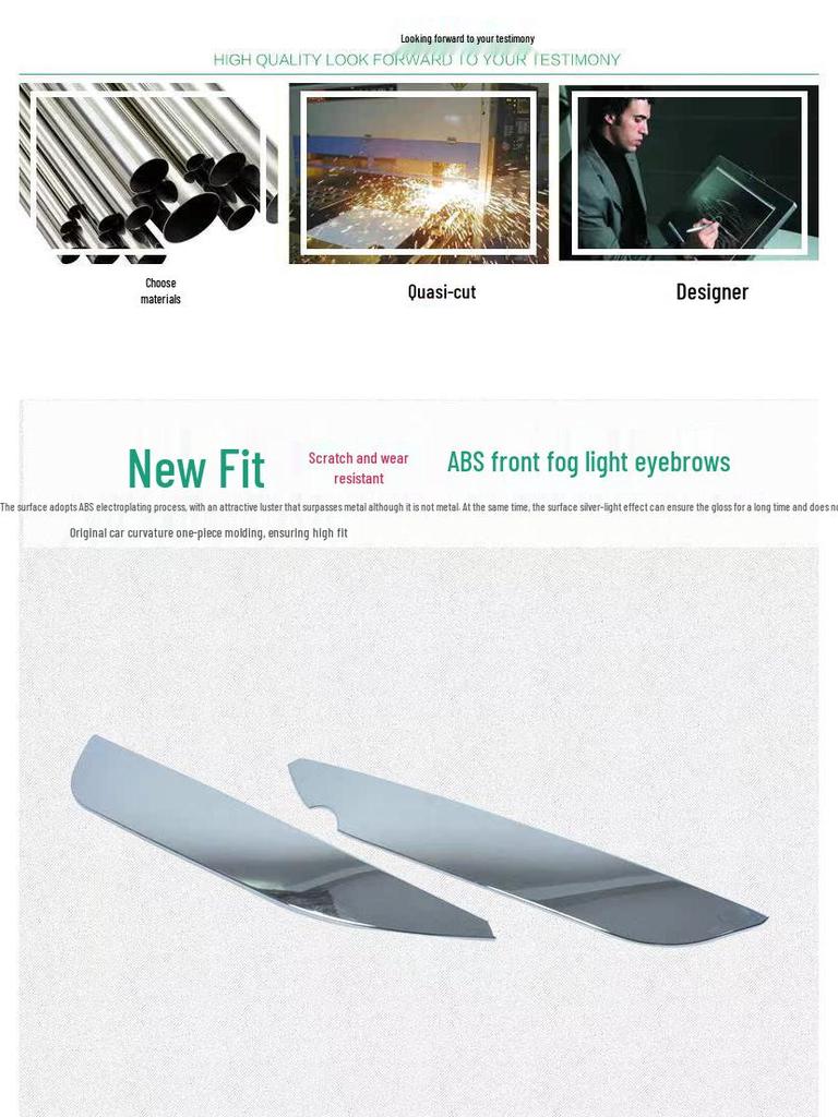 Front Fog Light Eyebrow Bright Strip & Cover Trim for 14-17 Models