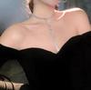 Fashion Jewelry T-shaped Diamond Double Layer Long Chain Choker Necklace