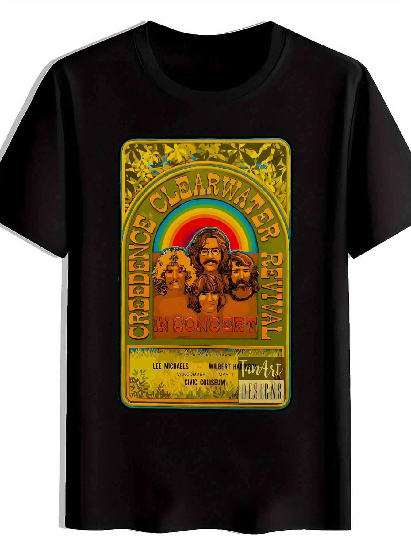 

A Round-Neck Short-Sleeve T-shirt Featuring Vintage Rock Bands XXXL