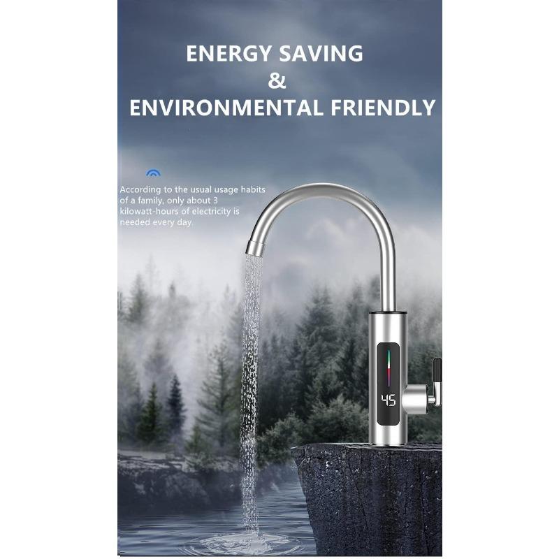 110V Hot Water Heater Faucet Instant Tankless Electric Kitchen Bathroom Fast Heating Tap Water Faucet with LED Digital Display
