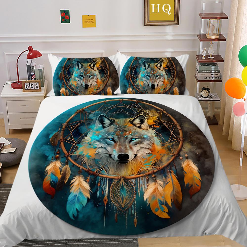 Wolf Printed Home Bedclothes King Size Microfiber Bedding Set Cover Man Soft High Quality Home Textiles