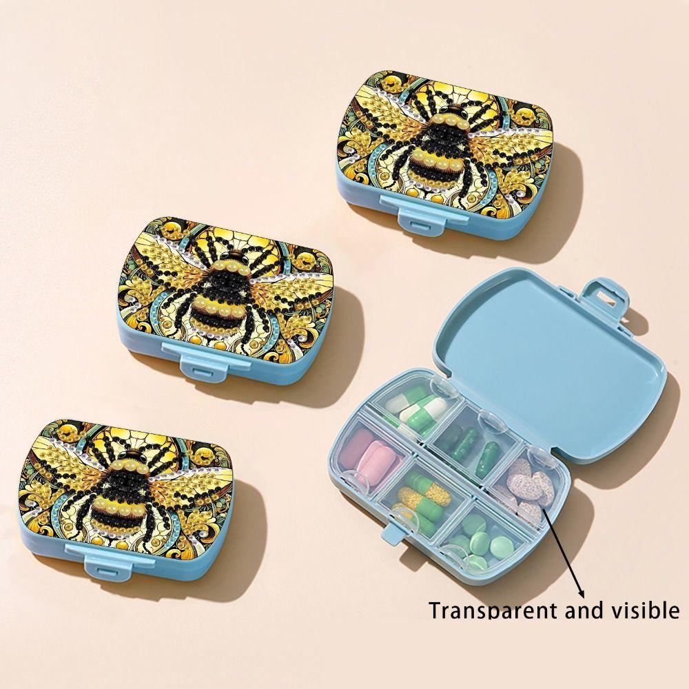 Mini 6 Grid Diamond Painting Pill Case Classification Storage Moisture-proof Pill Dispenser Portable Drug Storage Box