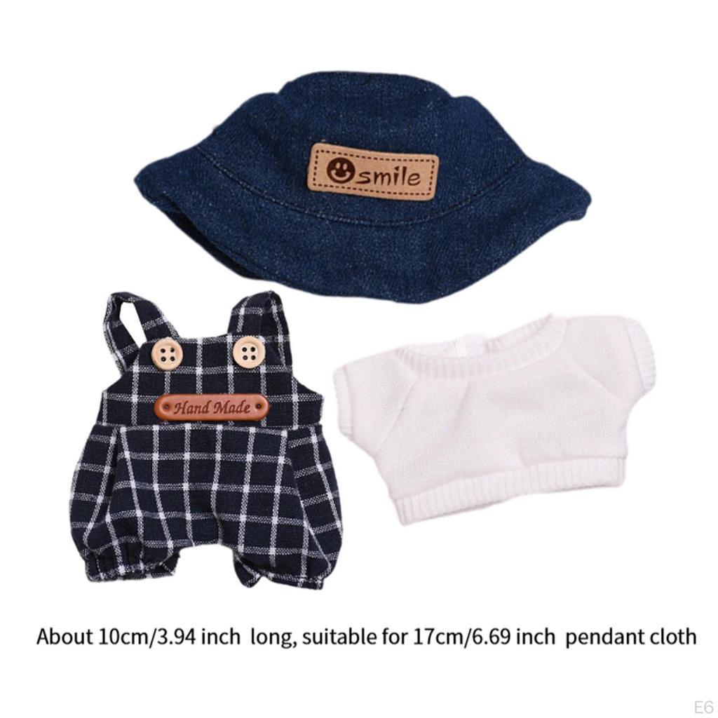 Labubu Plush Doll Jumpsuit Photo Props Birthday Gifts Girl Doll Pants for 17cm Doll T Shirt Pants Hat