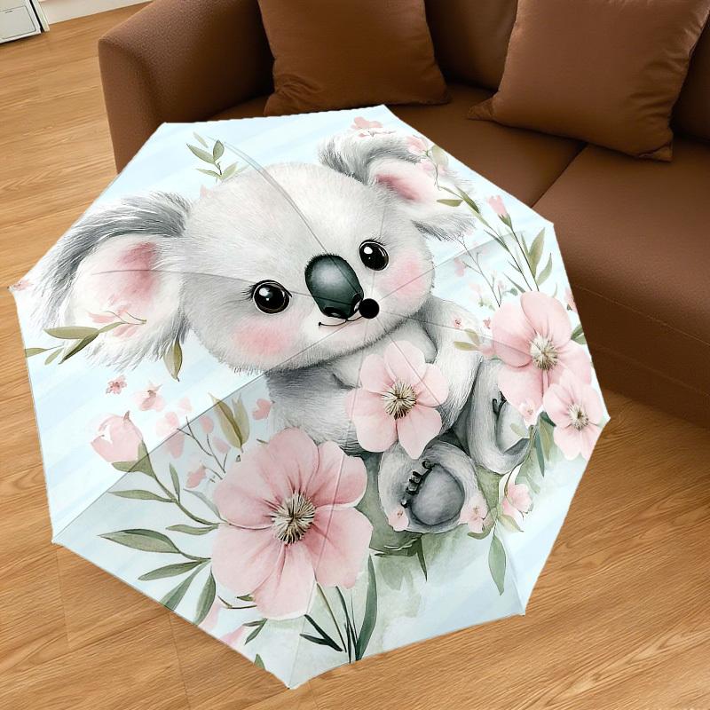 1pc Koala Flowers Automatic Open/Close Umbrella Compact Folding Umbrella with 8-Rib Shaft for Women/Men, Elegant Birthday1315S