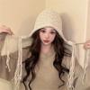 Handmade Fringed Braids Hat Y2K Sweet Girl Warm Beanie Hat InsStyle Bonnet Winter Autumn Skull Hat Pullover Earflap Hat