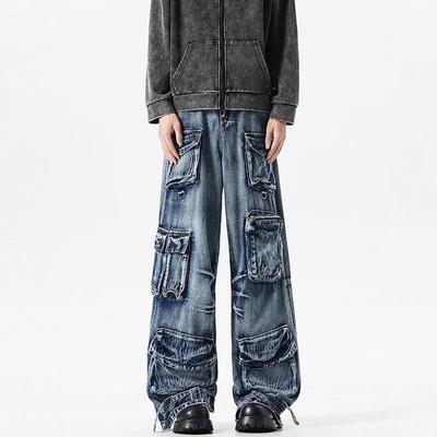 American High Street Vintage Workwear Wide-Leg Jeans Unisex Summer New Loose Straight-Leg Drapey Pants