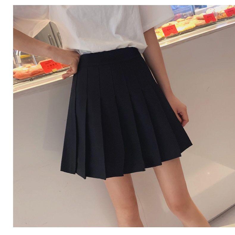 pleated skirt women's college fresh temperament high waist thin versatile Korean version slim skirt spring and autumn fashion a word solid color