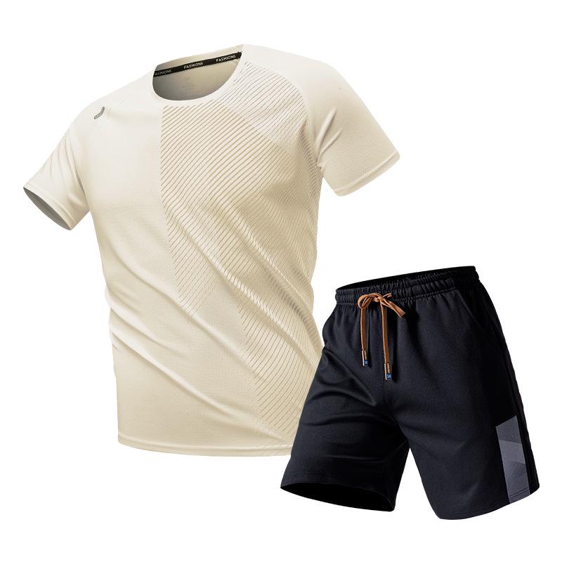 Men's 2026 Quick-Dry Sports Set: Ice Silk Short Sleeve T-Shirt & Shorts