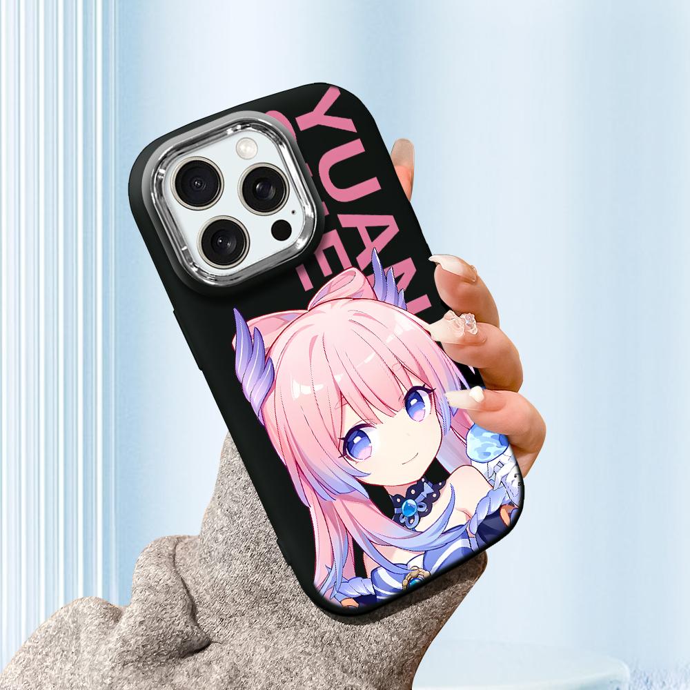 Für iPhone 15 14 13 11ProMax 14 15 16 Samsung S25 S24 S23 S22 Redmi 10 13 14C Cartoon Schwarze Katze Silberner Rand Weiche Flüssigsilikon Schutzhülle