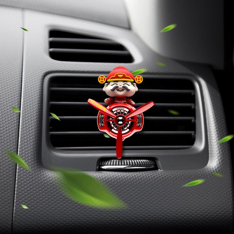 New Year shaking head God of Wealth Pilot Clip Car Air Vent Freshener perfume Automobile Interior Aromatherapy Diffuser Clip