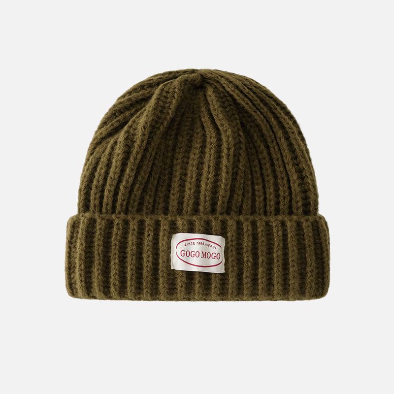 Letter Patch Woolen Hat for Women In Autumn and Winter, Face-showing Small Windproof Ear Protection Cold Hat, Fashionable and Versatile Warm Knitted