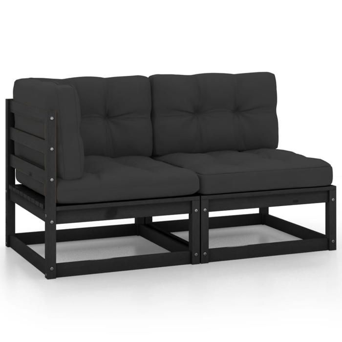 VidaXL Garden Lounge Set 2 Pcs with Cushions Patio Furniture Outdoor Furniture Garden Furniture Patio Furniture Black 805749