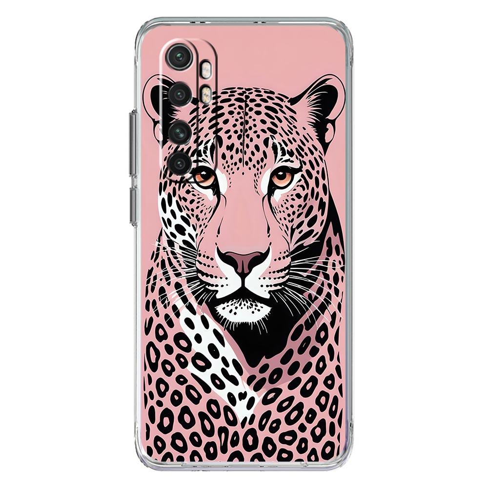 Phone Case For Xiaomi Mi Poco X7 X6 X5 NFC X3 Pro 17 15T 15 14T 14 13T 11 12 13 Lite Clear TPU Cover Pink Leopard Print Pattern