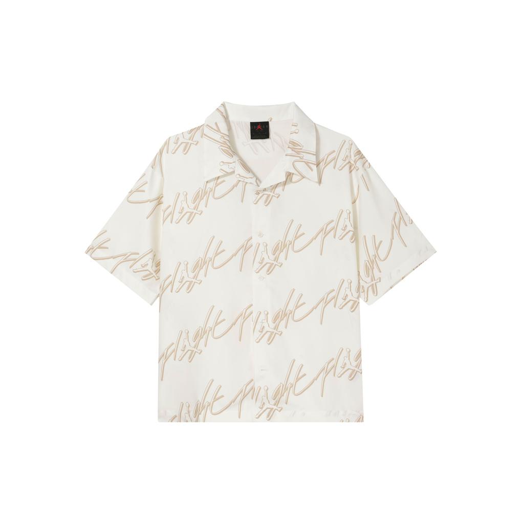 Jordan Allover Logo Print Locker geschnittenes Kurzarmhemd Herren Tops Weiß FB7323-133