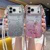 For IPhone17promax Phone Case Cartoon Teddy Bear for Apple 16 Electroplated Glitter 15 with Lanyard Protective Cover