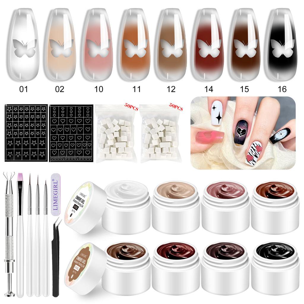 Nail Art Sponge Stamp Set Solid Color Potting Gel Gradient Blush Painting Polish DIY Tool
