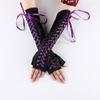 Women Sexy Bandage Ribbon Frenulum Lace Satin Long Gloves Cosplay Stage Performances Lolita Fashion Personality Mittens