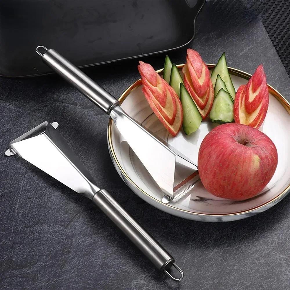1 Pcs New Stainless Steel Fruit Carving Knife Triangular Shape Vegetable Knife Slicer Antislip Blades Kitchen Accessories