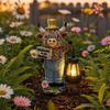 Estatua de Vaca de las Tierras Altas Solar para Jardín Figura de Animal de Resina con Linterna Alimentada por Energía Solar Impermeable
