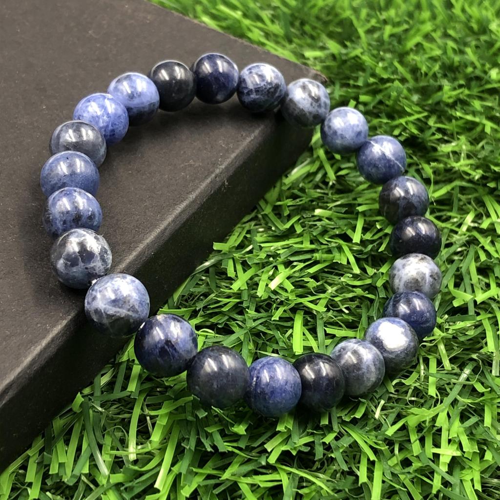 8mm Natural Sodalite Gemstone Handmade Round Beads Jewelry Designer Stretch Bracelet 7.5" For Husband/Wife RBB-25