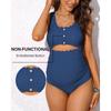 CHARMLEAKS Umstands-Einteiler-Badeanzug, gewellter, ausgeschnittener, gerüschter, hoch taillierter Schwangerschafts-Badeanzug mit U-Ausschnitt