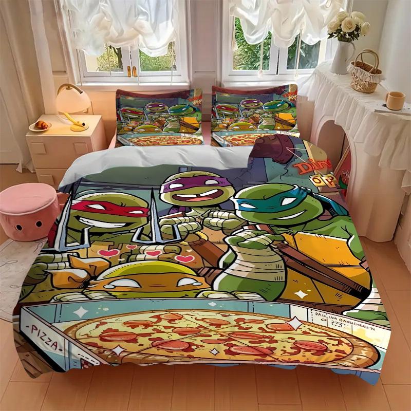 3pcs Pizza, NinjaTurtles Bedding Set. Soft and Comfortable with No Core Included (1x Duvet Cover + 2x Pillow Covers) yy251010143