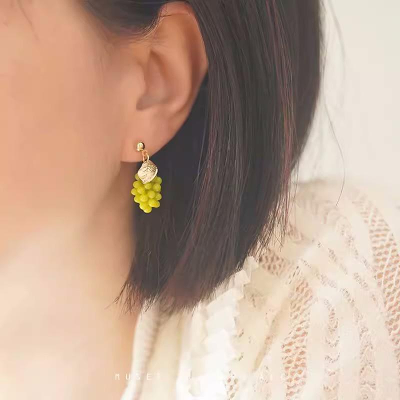 Pure Nails: Unique Tea-Inspired White Fungus and Green Grape Earrings - This Year's Luxurious and Innovative Design