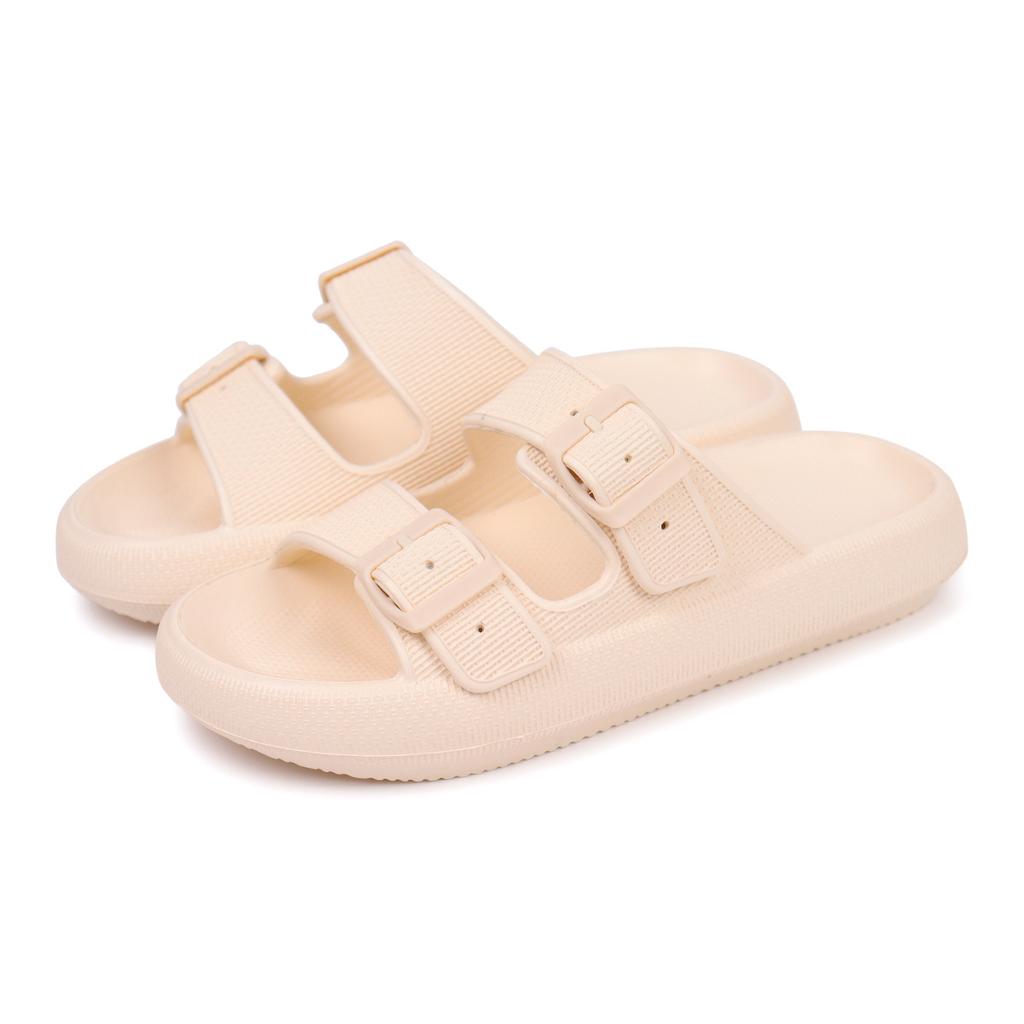 Thick Soled Slippers, Wear-resistant Double Button Sandals, Couple's Summer Women's Outdoor Indoor Sandals
