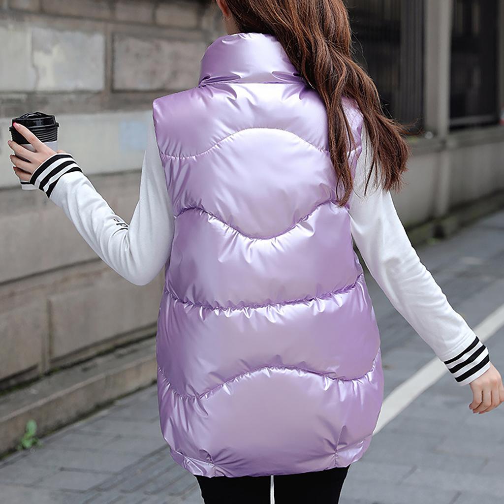 Women's Short Standing Collar Thickened Down Cotton Undershirt Undershirt Shiny Horse Clip Jacket