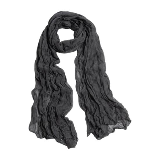 Women Scarf Solid Color Long Wide Crumple Thin Decorative Soft Perspective Wrinkled Scarf Clothes Accessory