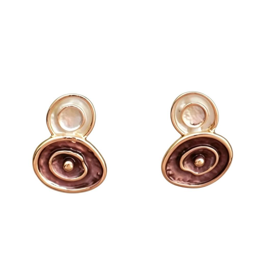 Hot-selling irregular round cake hand-painted enamel color earrings niche design sense premium French versatile stud earrings