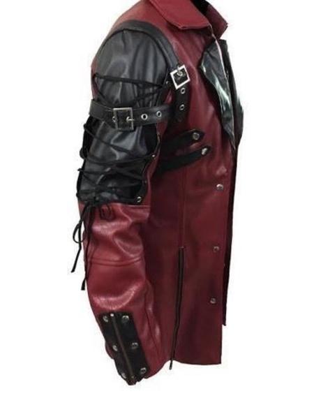 Fashion Steampunk Men's Gothic Trench Coat Leather Jacket Punk Style Biker Jacke Autumn Winter Motocycle Jacket
