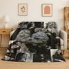 3D Billie Eilish Singer Star Flannel Blanket Soft Warm Throw Blanket for Bedroom Living Room Bed Travel Camping Picnic Gift