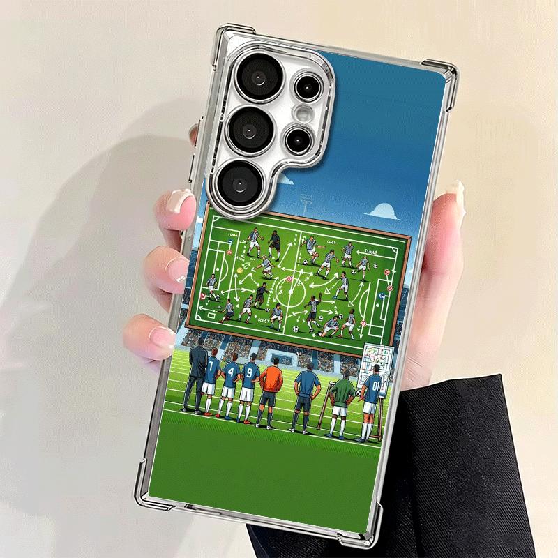 Football Soccer Tactics Time Plating Phone Case For Samsung Galaxy S24 S25 FE S26 Edge S23 Ultra S22 S21 Plus S20 Anti-Fall Aira