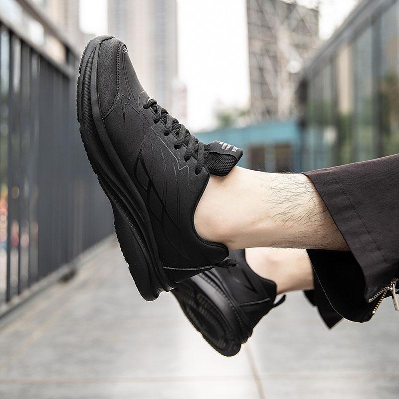 Fashion Men's Lightweight Casual Sports Shoes Anti-slip Flat Breathable Leather Loafers Fitness Sneakers Wear-resistant Flat Walking