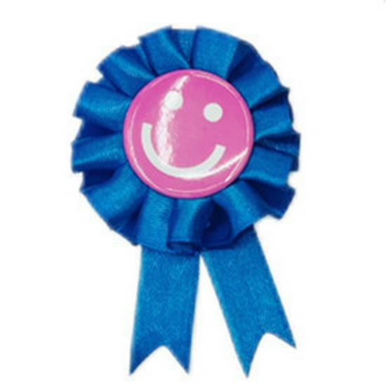 Smiley Face Badge Set with Colorful Polyester Ribbon - 8 Pieces for Kindergarten & Primary School