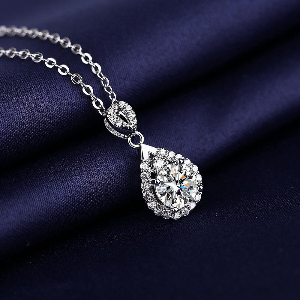 925 Silver Necklace For Women Round Pendent Sparkling Pave CZ Necklace Fashion Anniversary Birthday Jewelry Gifts N755